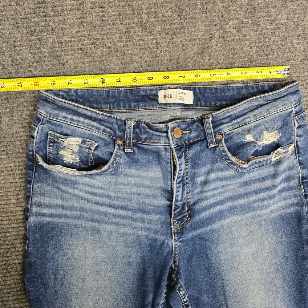 BKE Gabby Jeans Womens 31x34 Curvy Fit High Rise Straight Distressed Blue